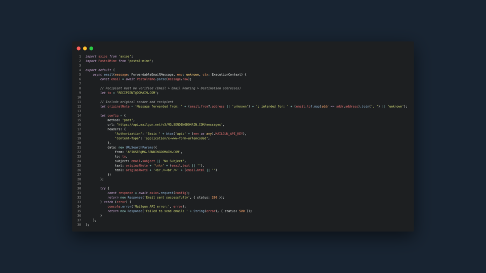 Send Email Through Mailgun From a Cloudflare Email Worker